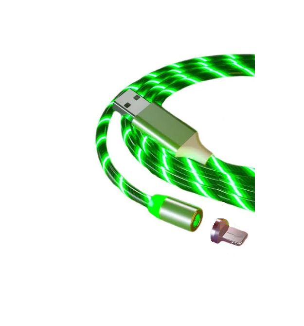 Магнітний кабель світиться USB 2.0-Micro 1m 2а Green