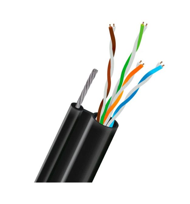 Кабель UTP CAT5E CU 0.51mm LDPE Outdoor + трос TRINIX (305м)