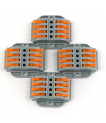 Клеммная колодка с нажимными зажимами 4-проводная WAGO K223-4P для распределительных коробок, 4-pin, серая