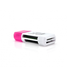 Кардридер универсальный 4в1 MERLION CRD-4YE TF - Micro SD, USB2.0, Purple, OEM Q50
