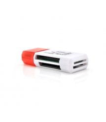 Кардридер универсальный 4в1 MERLION CRD-4BL TF - Micro SD, USB2.0, Red, OEM Q50