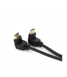 Кабель MerlionHDMI-HDMI 1m, v1.4, OD-7.5mm, круглый Black, коннектор Black 90 угловой - 90 угловой