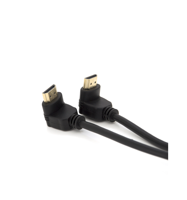 Кабель Merlion HDMI-HDMI 1M, Кабель MerlionHDMI-HDMI 1.0m, v1.4, OD-7.5mm, круглий Black, конектор Black 90° кутовий/90° кутовий