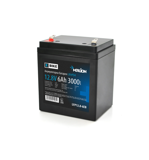 Литий-железо-фосфатный аккумулятор Merlion LiFePO4 12.8V 6AH,(151x64x94) для электротранспорта, 3000 циклов
