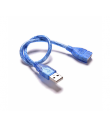 Подовжувач USB 2.0 AM/AF, 0.3m, прозорий синій Q200