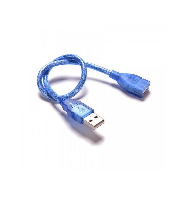 Удлинитель USB 2.0 AM / AF, 0.3m, прозрачный синий Q200