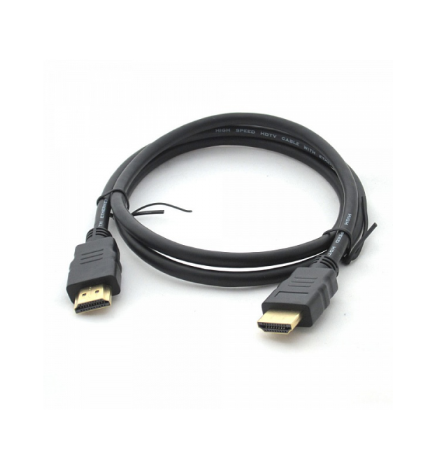 Кабель HDMI-HDMI HIGH SPEED 0.8m, v1.4, OD-7.5mm, круглый Black, коннектор Black, (Пакет) Q500