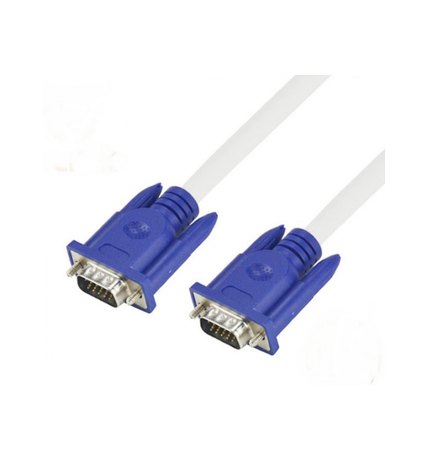 Кабель VGA 3+4 10m, male to male (папа-папа), 2 феррита, бело-синий, пакет Q50