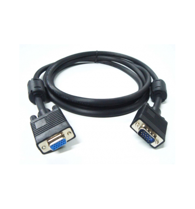 Кабель VGA 5m, male to male (папа-папа), 1 феррита, черный, Пакет Q100