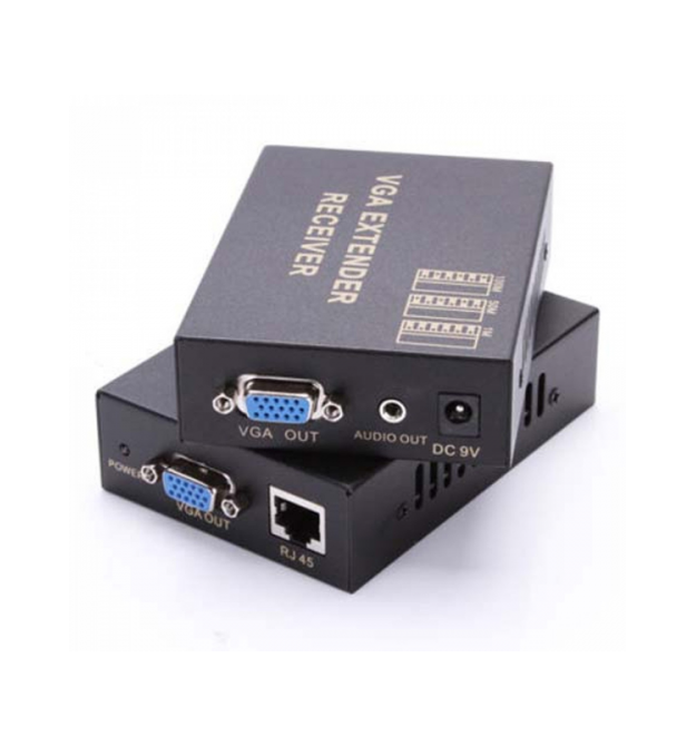 Активный удлинитель VGA 100m по витой паре через RJ-45, Black, BOX