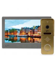 Комплект видеодомофона Light Vision: домофон 7" AMSTERDAM FHD Grey и видеопанель RIO FHD Gold