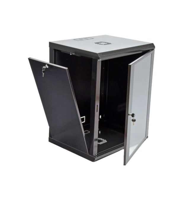 Шкаф акриловое стекло, черный 15U 600х500