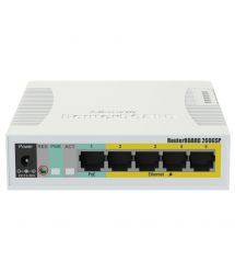 5-портовый гигабитный управляемый PoE коммутатор MikroTik RB260GSP (CSS106-1G-4P-1S)