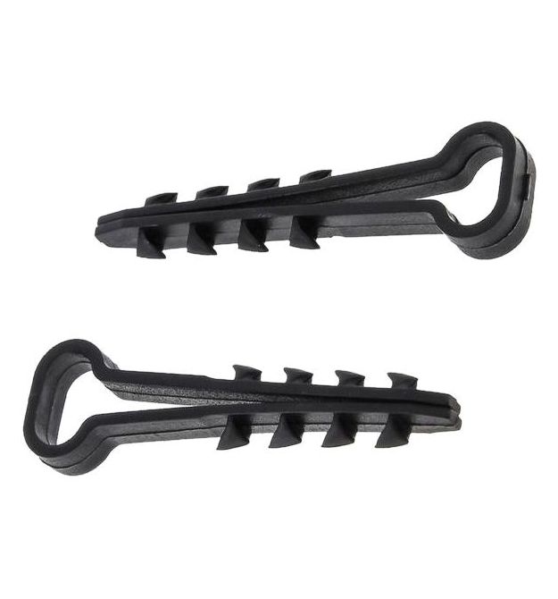 Дюбель-елка под плоский черный кабель (пак. 100 шт.) 6х3 мм