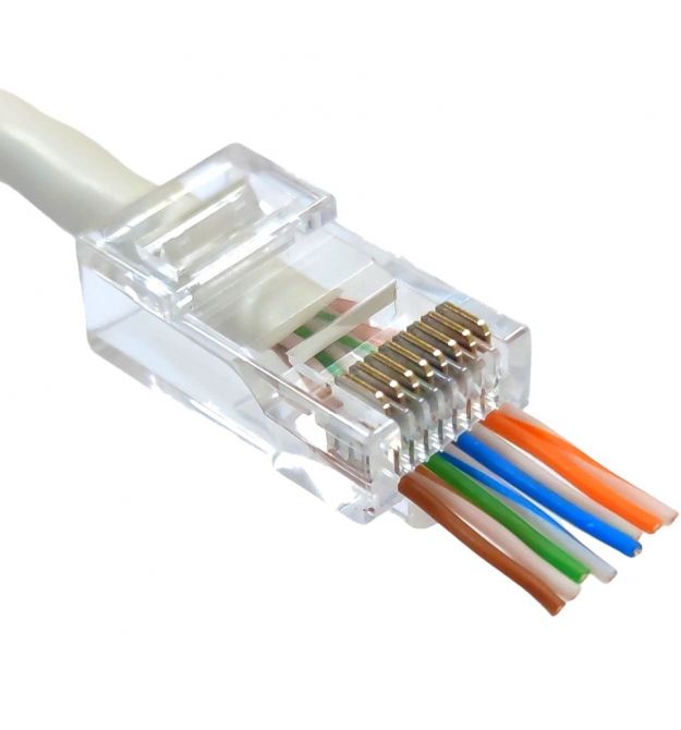 Коннектор со сквозными отверстиями Kingda UTP RJ45 кат. 6 (100шт.)
