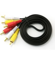 Кабель Audio-Video 3хRCA (папа) 3хRCA (папа), GOLD connector, CU, круглый, Black, 3,0 м, (Пакет) Q300