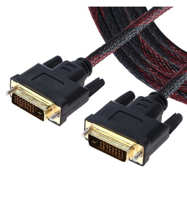 Кабель Dvi-Dvi 5.0m, 2 ферита, оплетка, Black / Red, 24 / 24pin, (Пакет), Q80