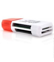 Кардридер универсальный 4в1 MERLION CRD-5RD TF - Micro SD, USB2.0, RED, OEM Q50