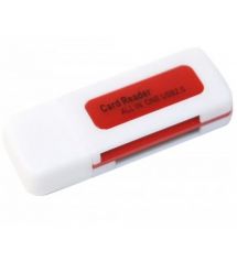 Кардридер універсальний 4в1 MERLION CRD-5RD TF - Micro SD, USB2.0, RED, OEM Q50