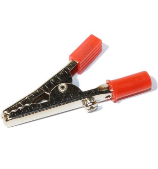 Зажим аккумуляторный "крокодил" красный 52мм (эластичный резиновый кожух),Q250