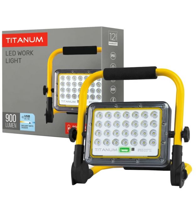 LED&nbsp;прожектор&nbsp;аккумуляторный&nbsp;IP65&nbsp;20W&nbsp;900Lm&nbsp;5000K TITANUM&nbsp;TL-FA-105