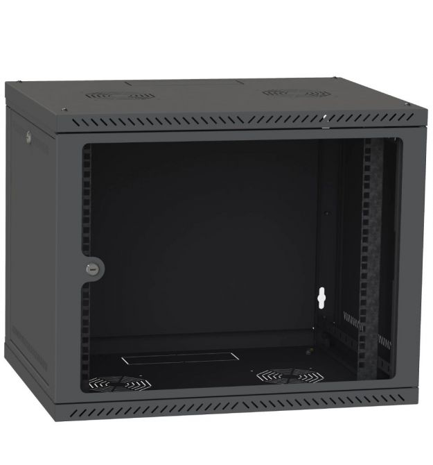 Шкаф телекоммуникационный двери перф (черный) IPCOM 12U 600x450
