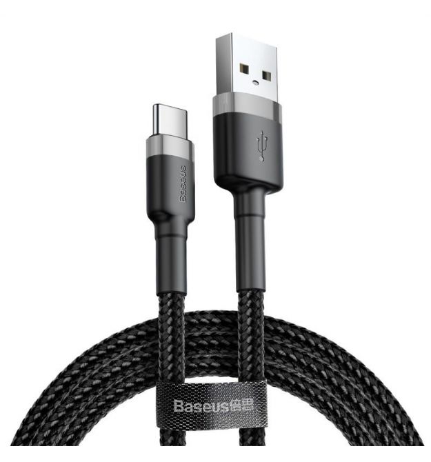 Кабель Baseus Cafule USB 2.0 to Type-C 2A 2M Черный/Серый (CATKLF-CG1)
