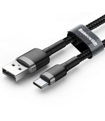 Кабель Baseus Cafule USB 2.0 to Type-C 2A 2M Черный/Серый (CATKLF-CG1)