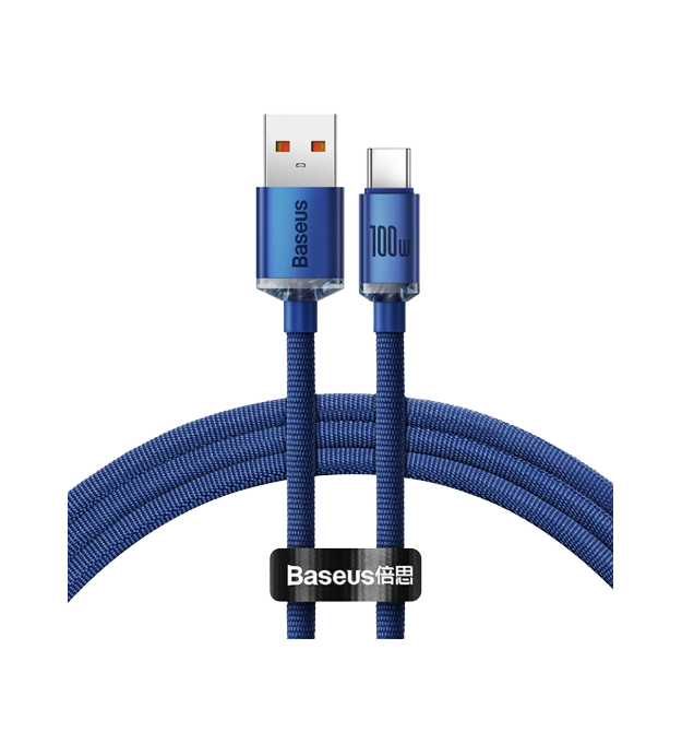 Кабель Baseus Crystal Shine USB 2.0 to Type-C 100W 1.2M Синий (CAJY000403)