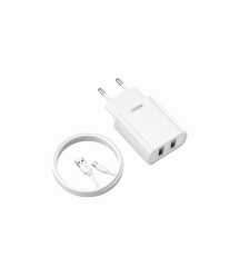 Мережевий зарядний пристрій Remax Jane + кабель USB 2.0 to microUSB 1М Белый (RP-U35-M)