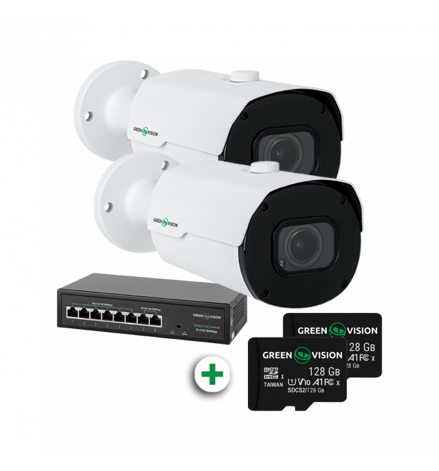 Комплект відеоспостереження з функцією розпізнавання автомобільних номерів на 2 IP камери GV-801