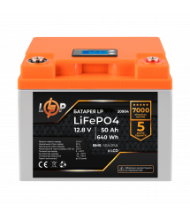 Акумулятор LP LiFePO4 LCD 12V (12,8V) - 50 Ah (640Wh) (BMS 50A/25A) пластик