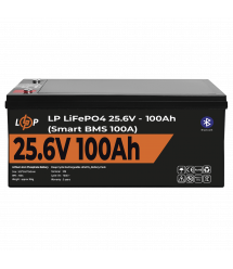 Аккумулятор LP LiFePO4 24V (25,6V) - 100 Ah (2560Wh) (Smart BMS 100А) с BT пластик для ИБП