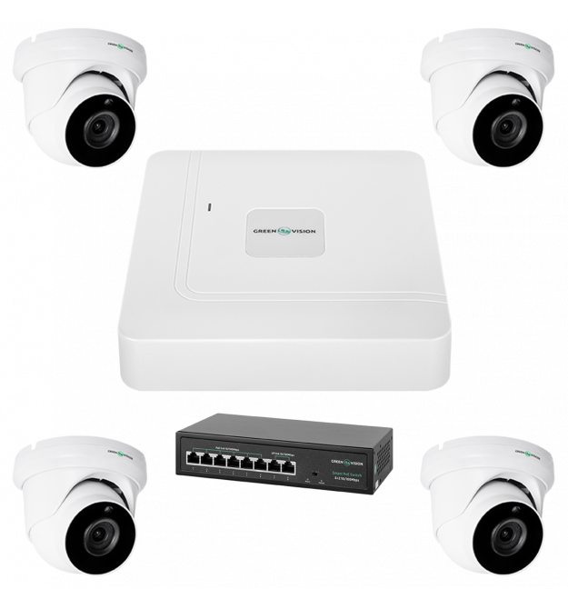 Комплект видеонаблюдения на 4 камеры GV-IP-K-W74/04 5MP