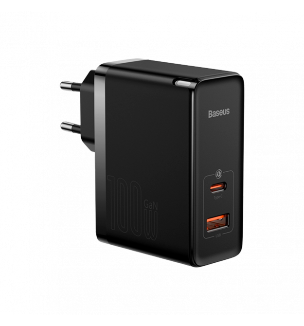 Мережевий зарядний пристрій Baseus GaN5 Pro 2 порта, USB + Type-C 100W Черный (CCGP090201)