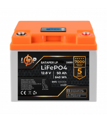 Акумулятор LP LiFePO4 для ДБЖ LCD 12V (12,8V) - 50 Ah (640Wh) (BMS 50A/25A) пластик