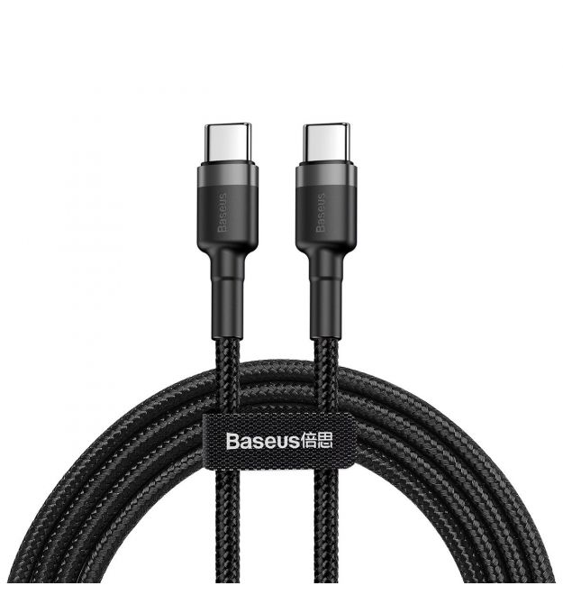 Кабель Baseus Cafule Type-C to Type-C PD2.0 60W 20V 3A 1M Черный/Серый (CATKLF-GG1)