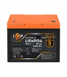 Акумулятор LP LiFePO4 25,6V - 50 Ah (1280Wh) (BMS 80A/50А) пластик Smart BT