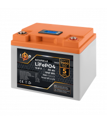 Акумулятор LP LiFePO4 12,8V - 50 Ah (640Wh) (BMS 40A/40А) пластик LCD Smart BT