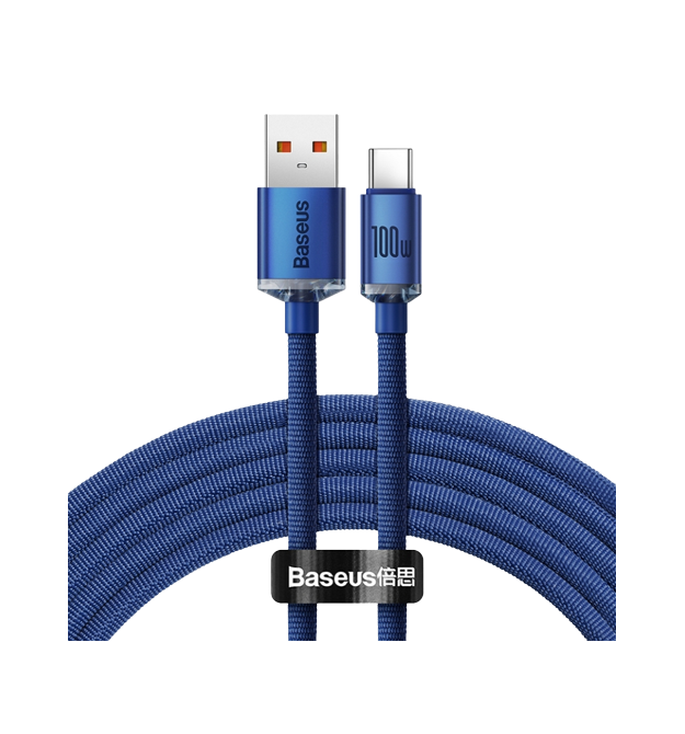 Кабель Baseus Crystal Shine USB 2.0 to Type-C 100W 2M Синій (CAJY000503)