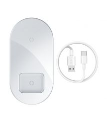 Беспроводное зарядное устройство Baseus Simple 2 in 1 AirPods Pro Белый (WXJK-C02)