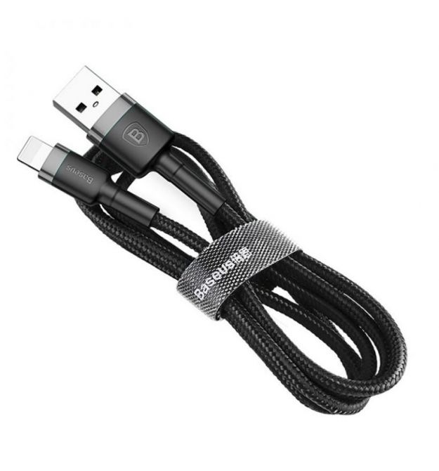Кабель Baseus Cafule USB 2.0 to Lightning 2.4A 1M Черный/Серый (CALKLF-BG1)