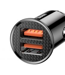 Автомобильное зарядное устройство Baseus Circular Plastic A+A 30W Dual QC3.0 Черный (CCALL-YD01)