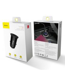 Автомобильное зарядное устройство Baseus Circular Plastic A+A 30W Dual QC3.0 Черный (CCALL-YD01)