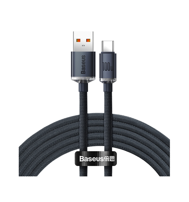 Кабель Baseus Crystal Shine USB 2.0 to Type-C 100W 2M Чорний (CAJY000501)