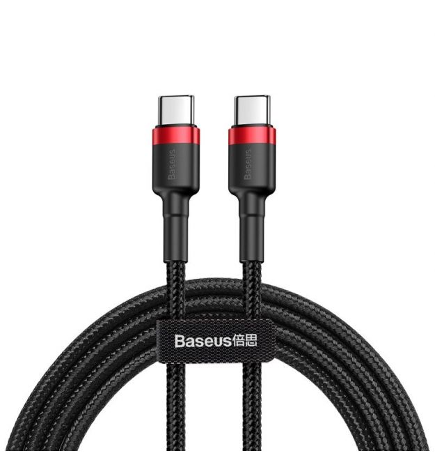 Кабель Baseus Cafule Type-C to Type-C PD2.0 60W 20V 3A 1M Черный/Красный (CATKLF-G91)