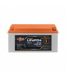 Аккумулятор LP LiFePO4 51,2V - 50 Ah (2560Wh) (BMS 80A/50А) пластик Smart BT
