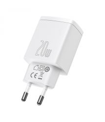 Зарядний пристрій Baseus Compact Quick Charger USB+Type-C 20W Білий (CCXJ-B02)