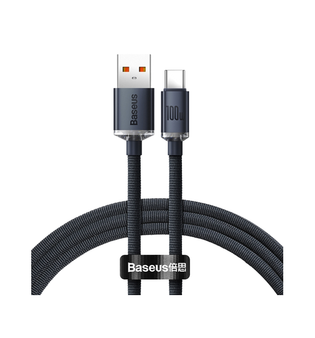 Кабель Baseus Crystal Shine USB 2.0 to Type-C 100W 1.2M Чорний (CAJY000401)