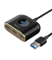 USB Hub Baseus Square Round 4 in 1 USB3.0 to USB3.0*1 + USB2.0*3 Черный (CAHUB-AY01)